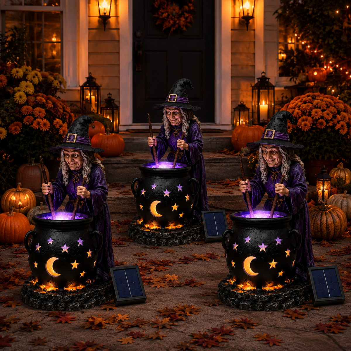 🎃Halloween Witch Glowing Cauldron Solar Light