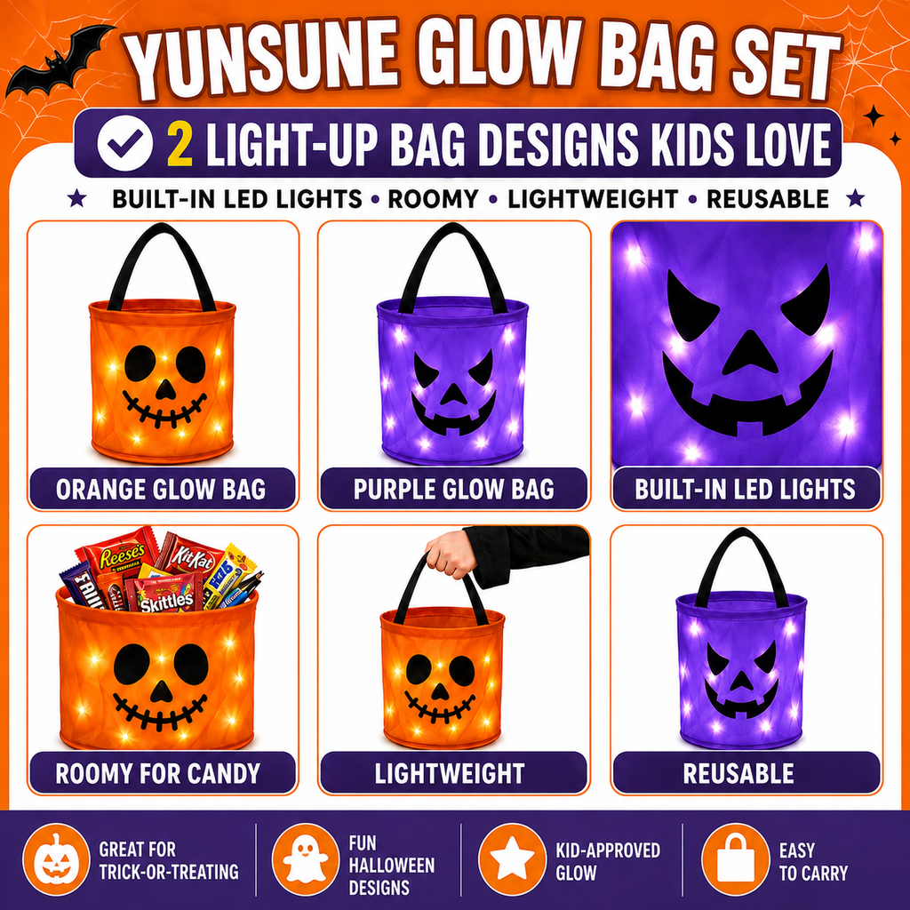 Yunsune™ Light-Up Trick-or-Treat Bags🎃