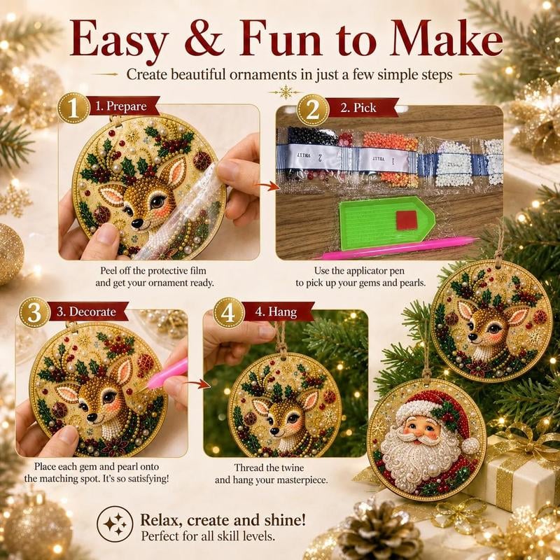 🎄 ONLY £7.99! Christmas DIY Hanging Ornament Set – 6 Festive Tree Decorations ✨