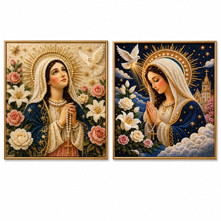🙏 Divine Pearl Bead Virgin Mary Icon – A Peaceful DIY Faith Art Gift ✨