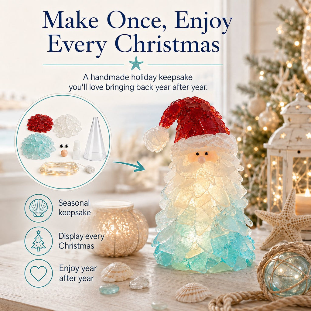 🔥66% OFF – DIY Lighted Sea Glass Christmas Decor Kit – Beginner-Friendly Holiday Craft