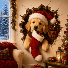 🎅Christmas Break-In 3D Wall Decal – Santa Surprise Effect Christmas Decoration
