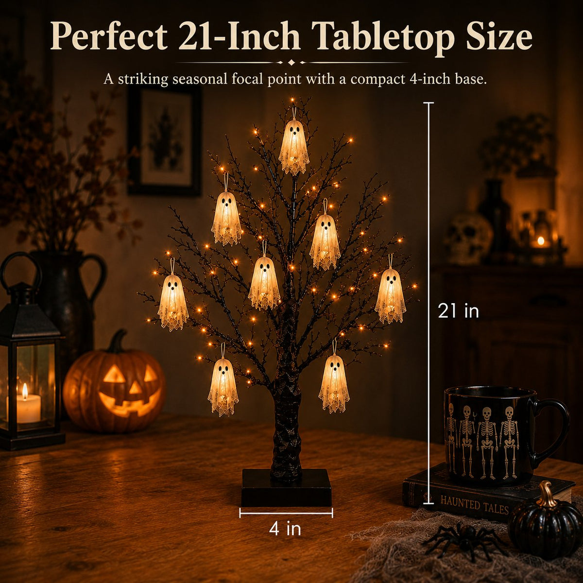 Vintage LED Halloween Ghost Tree