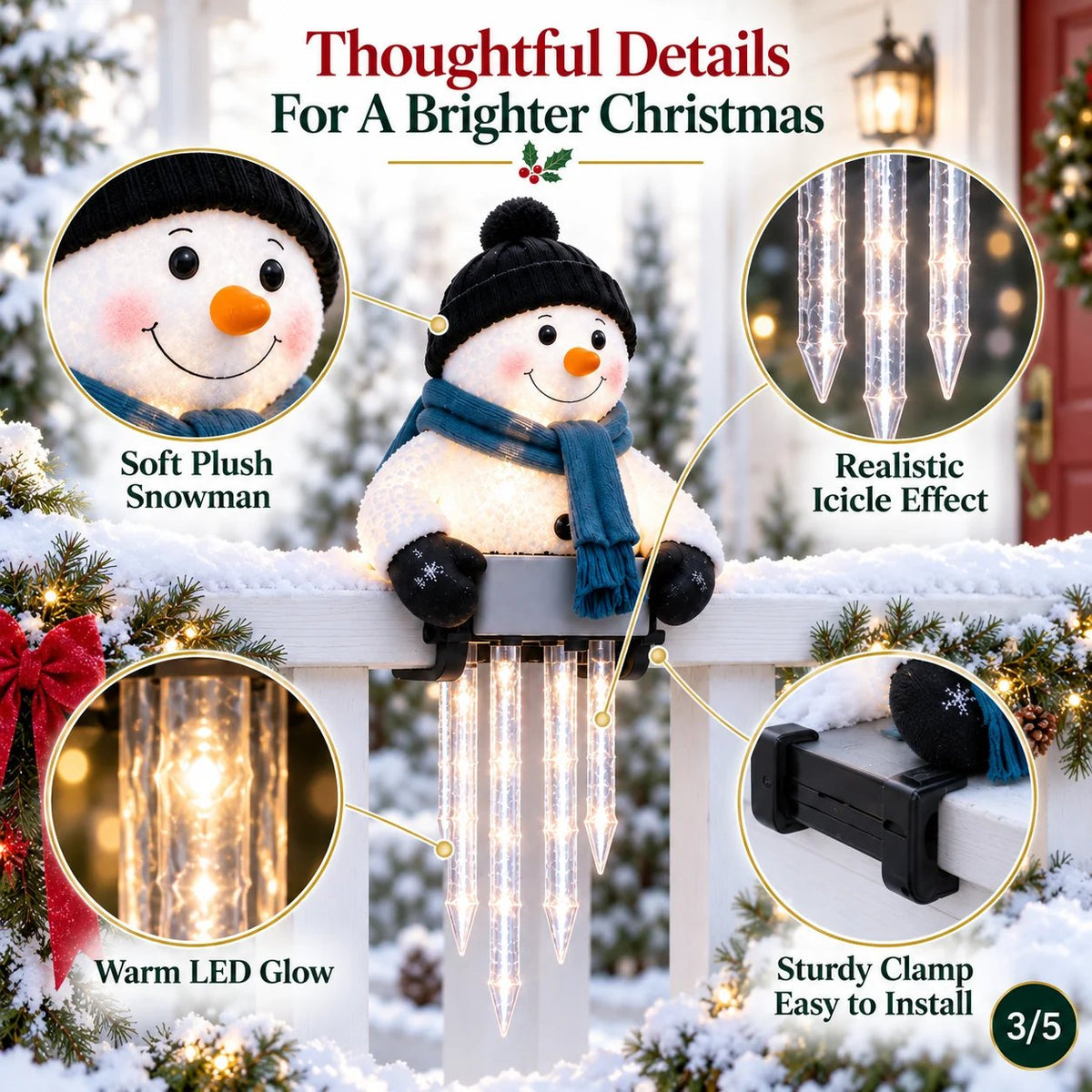 🎄56% OFF|⛄ Snowman Icicle Christmas Porch Light – Cozy Holiday Glow