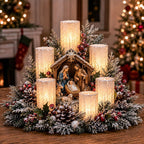 Christmas Hot Sale🎄Christmas Lighted Centerpiece with Flameless Candle Glow