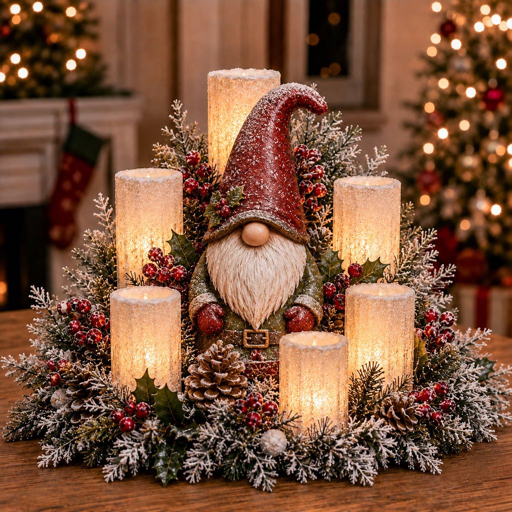 Christmas Hot Sale🎄Christmas Lighted Centerpiece with Flameless Candle Glow