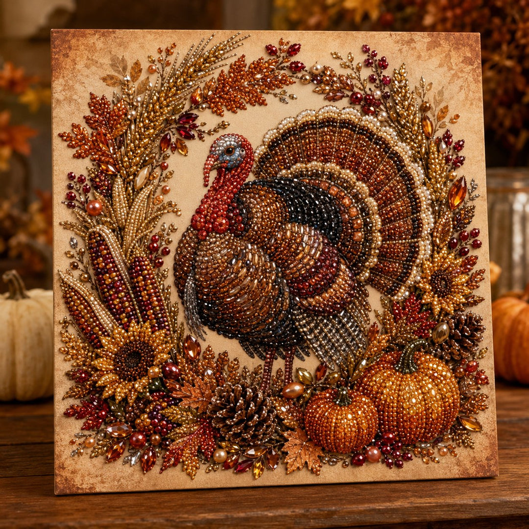 🍂 LAST DAY 49% OFF – Premium 3D Pearl Autumn & Thanksgiving Diamond Painting Art Kit  🍁🦃💎