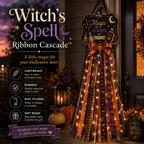 🎃 Lighted Halloween Ribbon Cascade™ – Handmade Door & Porch Decor