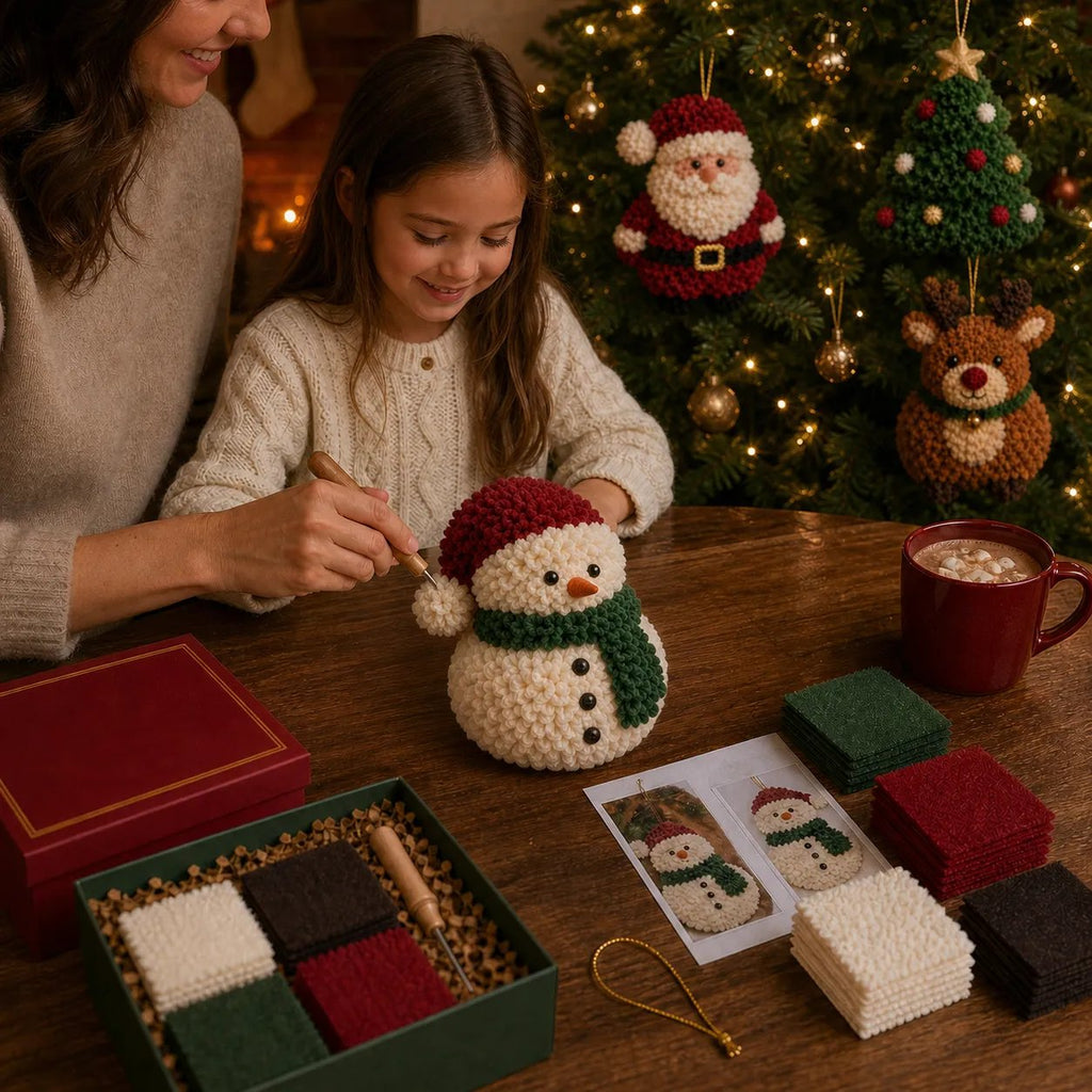 🎄 Special Offer | 48% OFF – Beginner-Friendly 3D Fabric Poke Christmas Ornament DIY Kit 🎁