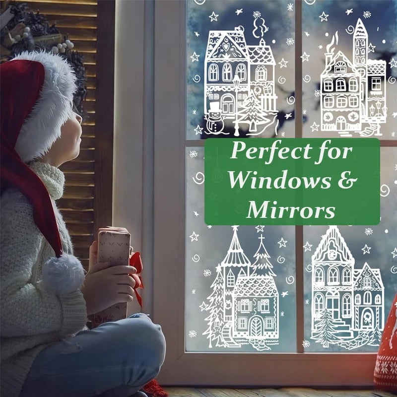 🎄 Only £6.99 | Christmas Village Window Decoration Set