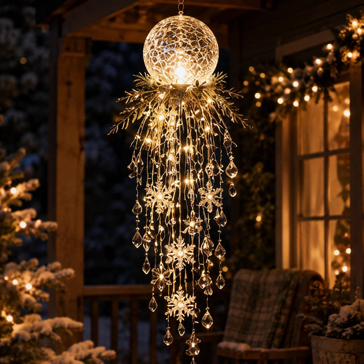 DIY Hanging Snowflake & Crystal LED Christmas Light✨❄️