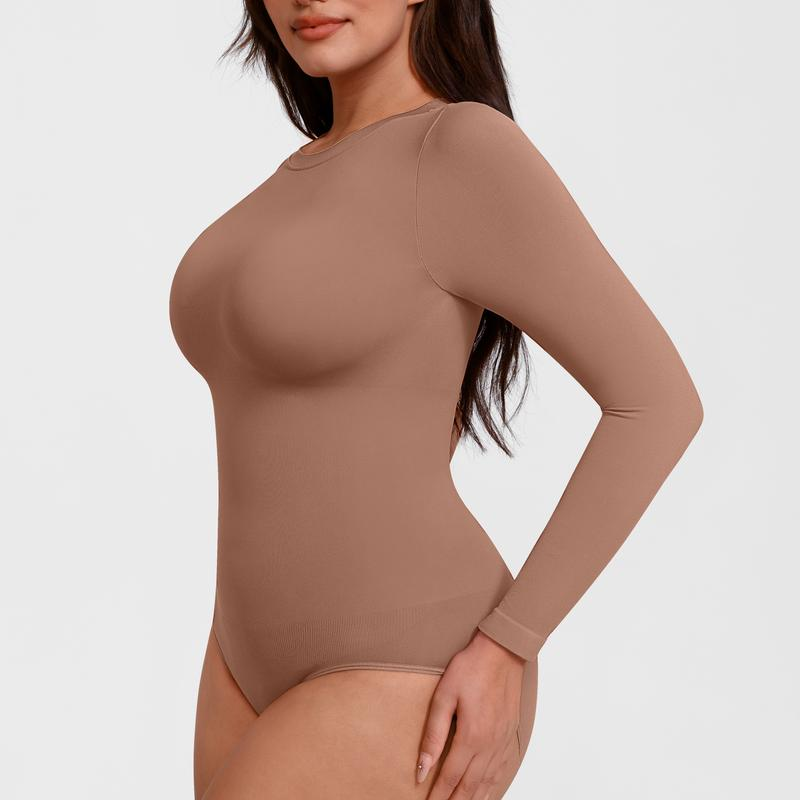 Seamless long-sleeve bodysuit for outerwear