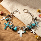 Timeless Bohemian Cross Bead Bracelet & Car Charm: Token of Enduring Heavenly Peace