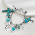 Timeless Bohemian Cross Bead Bracelet & Car Charm: Token of Enduring Heavenly Peace