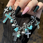 Timeless Bohemian Cross Bead Bracelet & Car Charm: Token of Enduring Heavenly Peace