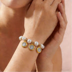 Knotted Cord Pearl Bracelet With St. Benedict Charms: Symbol of Celestial Blessing