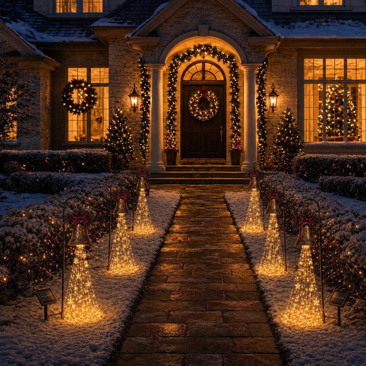 🎄 Save 56% – Solar-Powered Christmas Bell Cascade Light ✨ Magical Outdoor Garden & Pathway Decor