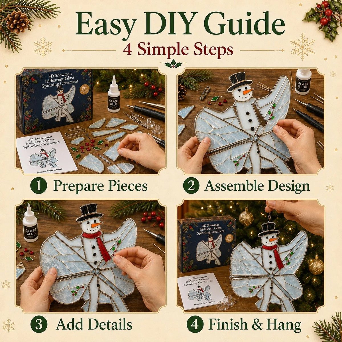 🔥LAST DAY 53% OFF - ✨⛄ DIY 3D Christmas Iridescent Glass Spinning Suncatcher Ornament Kit🎄