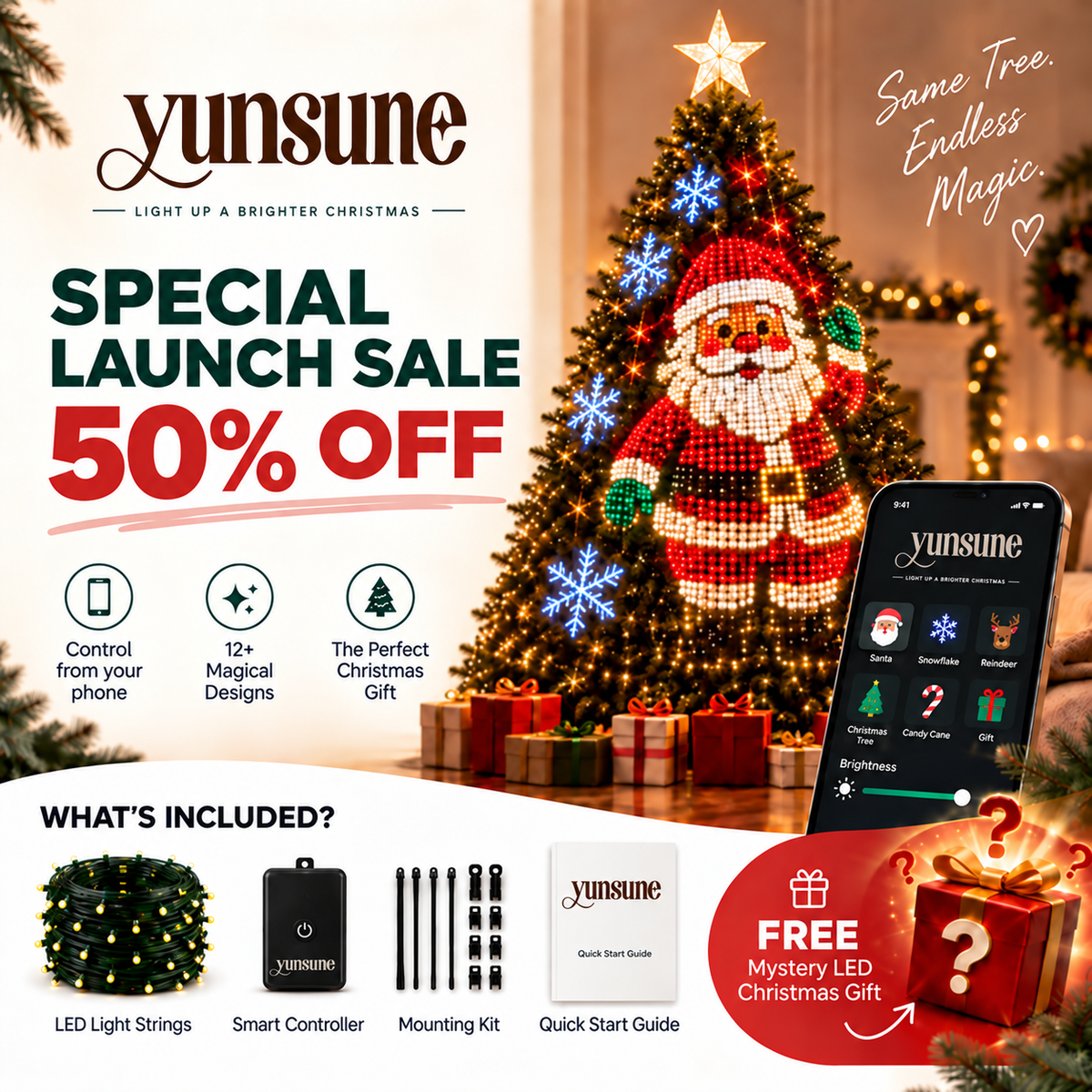 Yunsune Smart Animated Christmas Tree Lights