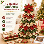 Poinsettia Holly DIY Quilted Santa Christmas Tree Kit
