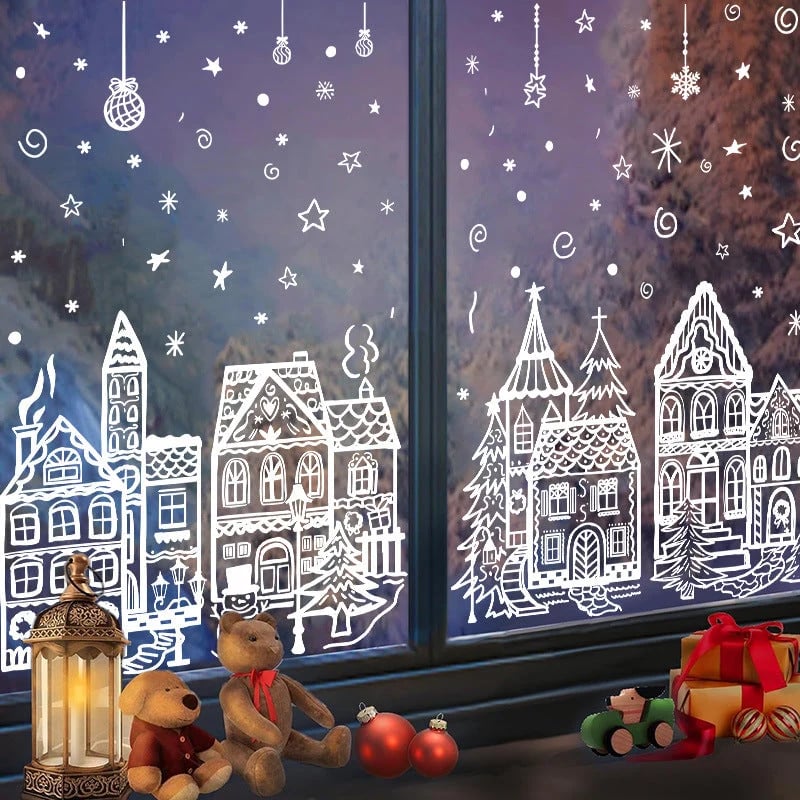 🎄 Only £6.99 | Christmas Village Window Decoration Set