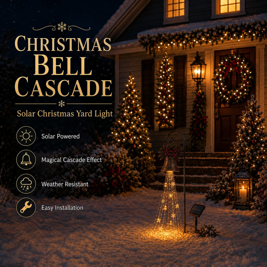 🎄 Save 56% – Solar-Powered Christmas Bell Cascade Light ✨ Magical Outdoor Garden & Pathway Decor