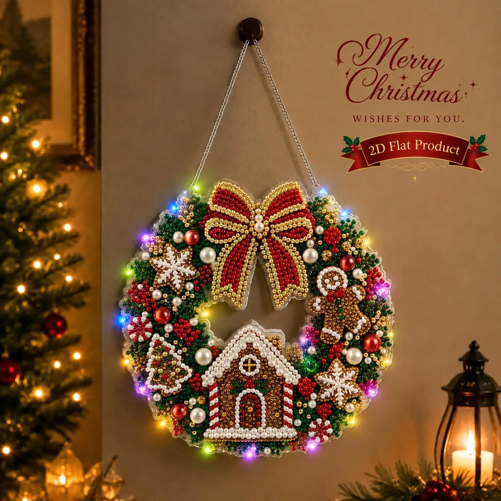 Christmas Pearl Diamond Painting Pendant Kit 9.84 Inch with LED Lights