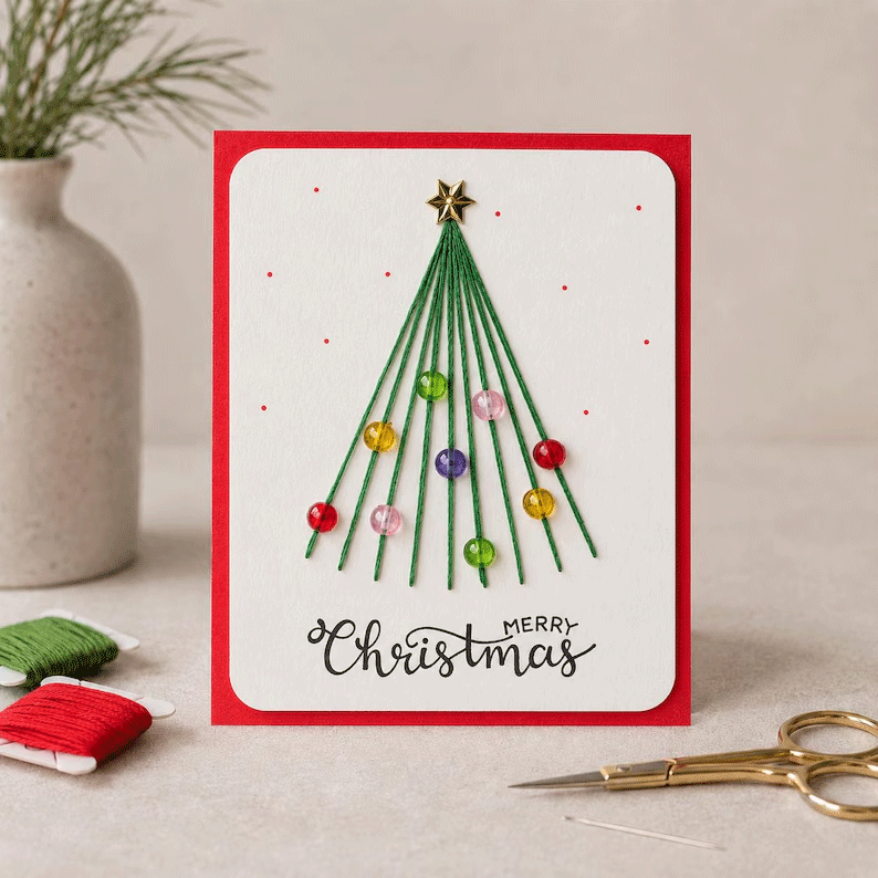 🎄ONLY £9.99– 6 Festive Designs ✨| Christmas Thread Art Card Kit – Create Beautiful Handmade Holiday Cards ✨