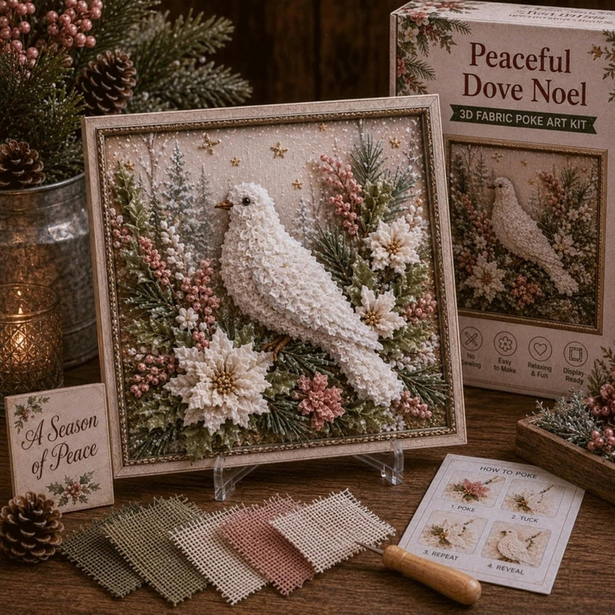 🔥Christmas Discount 59% Off🎅 3D Christmas Fabric Poke‐Art Craft Kit | Framed Shelf‐Ready Festive Decor