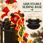 ⏳ Last Day 49% OFF – 🎅 Santa Magic Gift Cascade Railing Light | 3D Santa, 2 Glowing Gift Strands & Adjustable Rail Mount