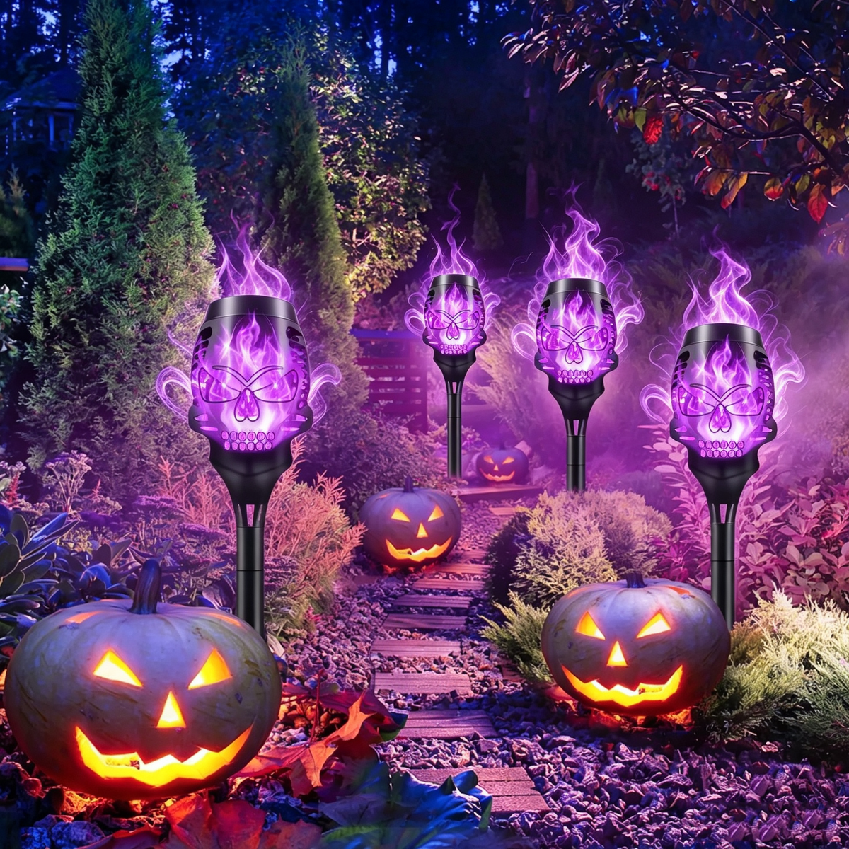 🔥Halloween Early Bird Special Sale 50% OFF✨Halloween Solar Skull Flame Lights💀
