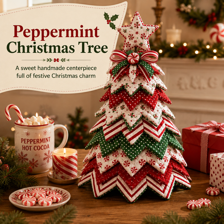 Candy Cane Star DIY Quilted Santa Christmas Tree Kit