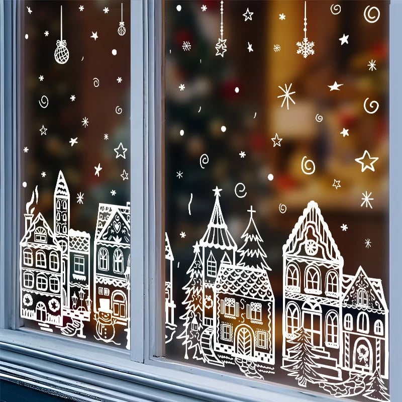 🎄 Only £6.99 | Christmas Village Window Decoration Set