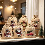 🎁ONLY£6.99!!! BUY 1 GET 1 FREE | Christmas Drawstring Gift Bags – 5 Festive Designs