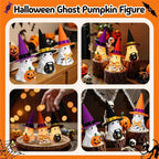 👻🌟3Pcs Light-up Ceramic Ghost Halloween Decor | Cute Ghost Figurines with Colorful Witch Hats