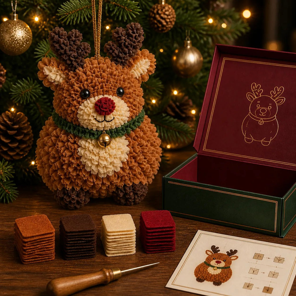 🎄 Special Offer | 48% OFF – Beginner-Friendly 3D Fabric Poke Christmas Ornament DIY Kit 🎁