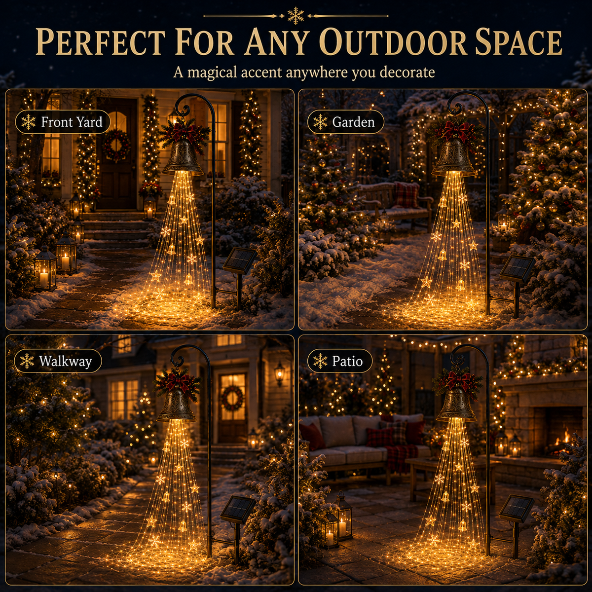 🎁Hot Sale 40% OFF🎄 Christmas Bell Cascade Solar Yard Light🔔
