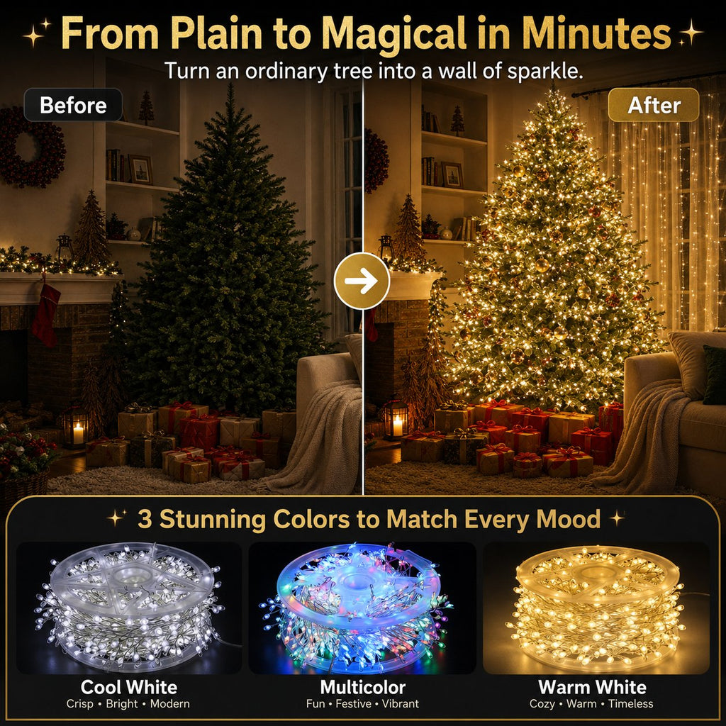 ✨ Only £9.99 | Save 60% – LED Firecracker Fairy Lights 🎄 Dense Sparkle for Christmas & Holiday Decor