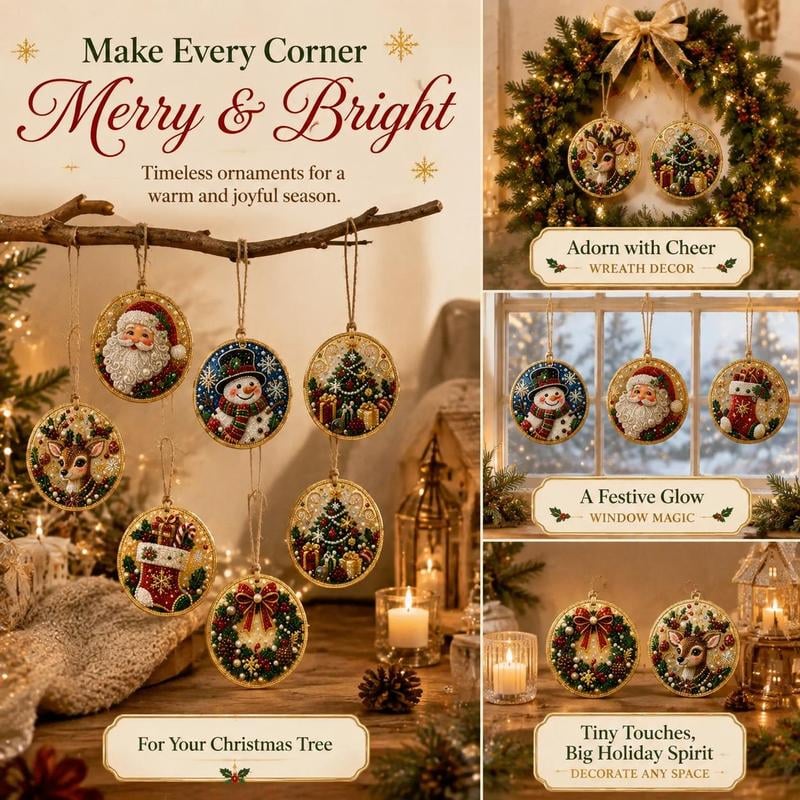 🎄 ONLY £7.99! Christmas DIY Hanging Ornament Set – 6 Festive Tree Decorations ✨