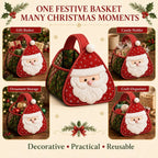 ⏳ Last Day 49% OFF – 🎄 Christmas Character Quilted Carry Basket | Padded Patchwork Fabrics, Layered Appliqué & Soft Carry Handle in DIY Kit or Ready-Made Styles 🎁✨