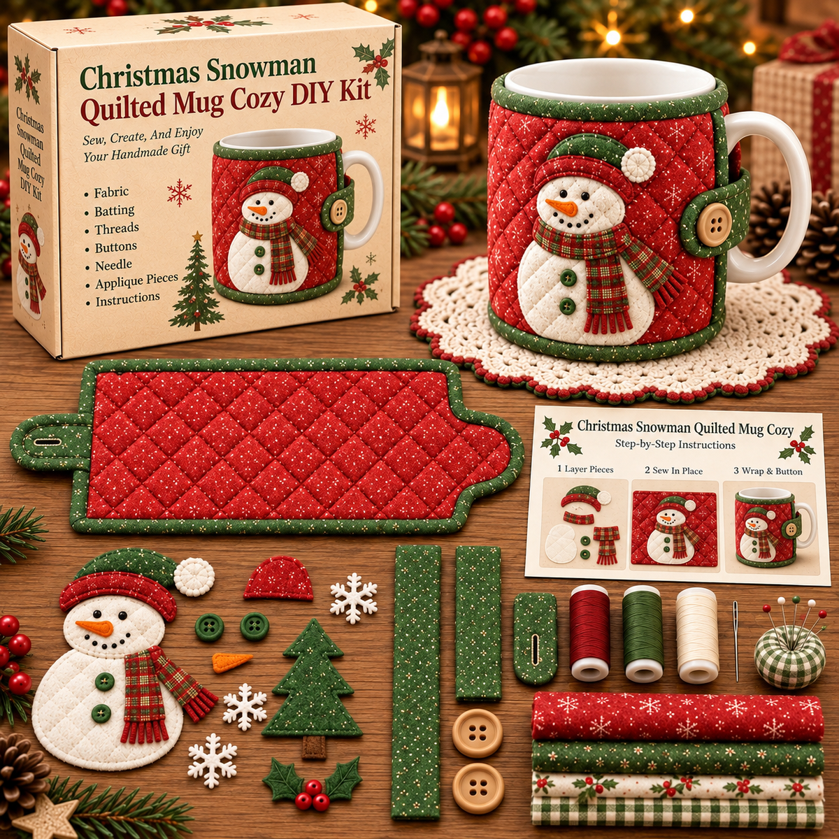🎄 DIY Christmas Mug Cozy Sewing & Craft Kit