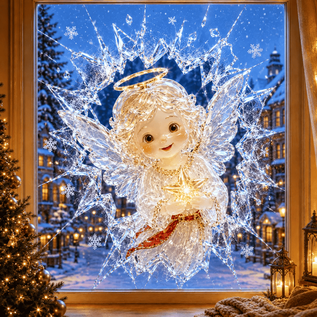 🔥 Only £6.99 | Save 63% – 3D Crystal Christmas Window Decal 🎄 Shattered-Glass Holiday Decoration