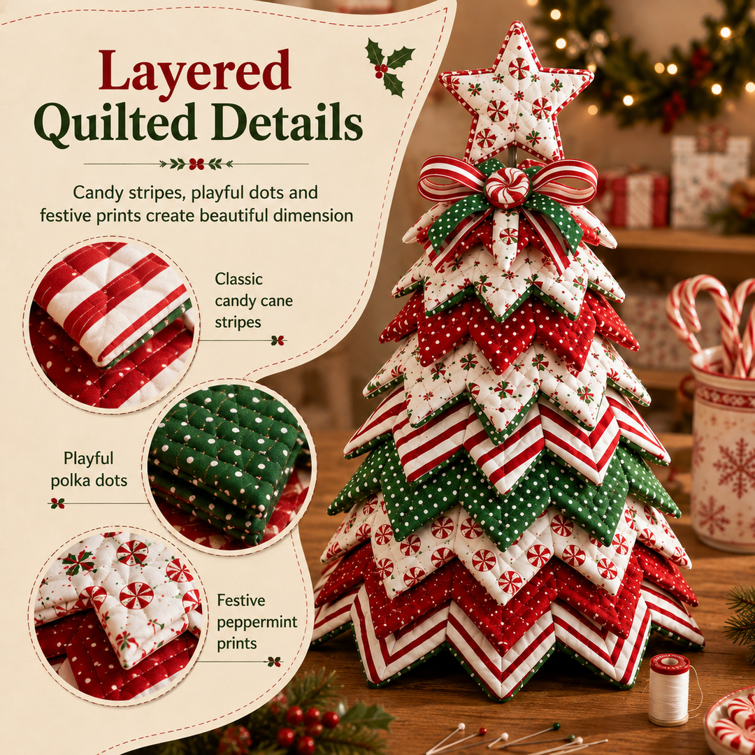 Candy Cane Star DIY Quilted Santa Christmas Tree Kit