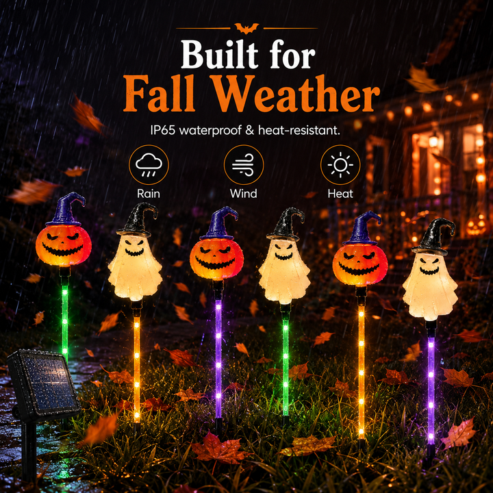 🎃 Solar Halloween Pumpkin & Ghost Pathway Lights (Set of 6)
