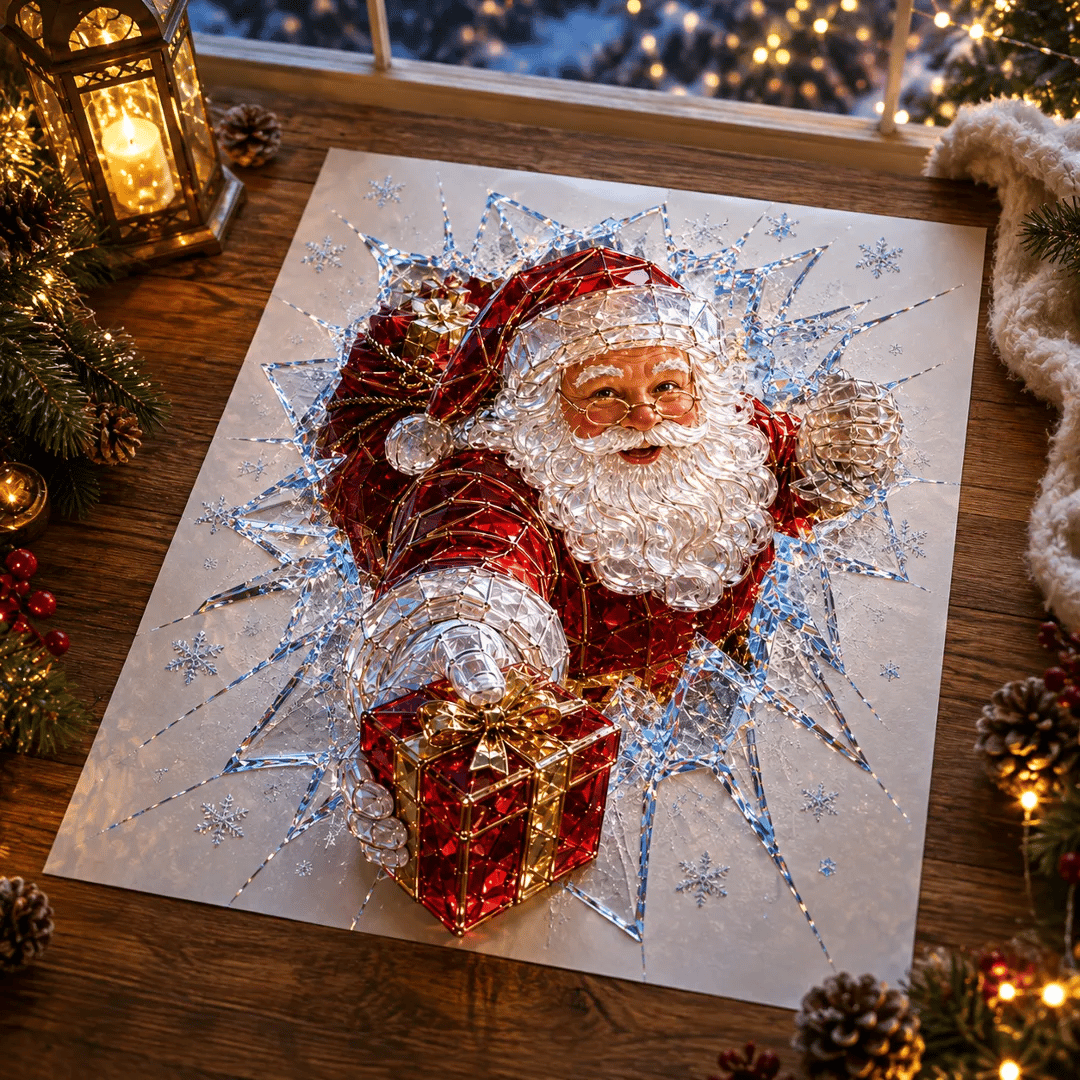🔥 Only £6.99 | Save 63% – 3D Crystal Christmas Window Decal 🎄 Shattered-Glass Holiday Decoration