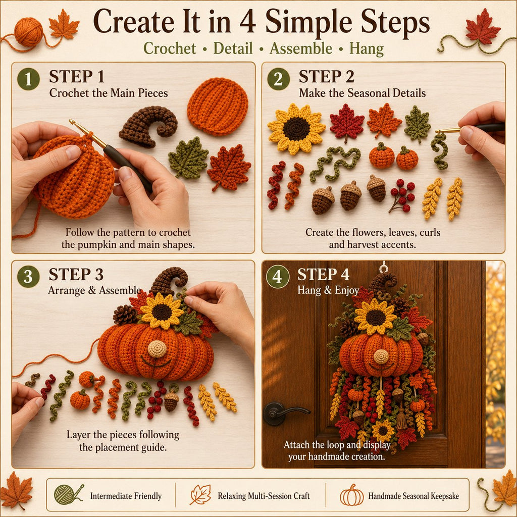 🧶DIY Seasonal 3D Crochet Door Hanger Kit Collection | Coordinated Yarn, Filling, Accessories & Step-by-Step Instructions Included 💕