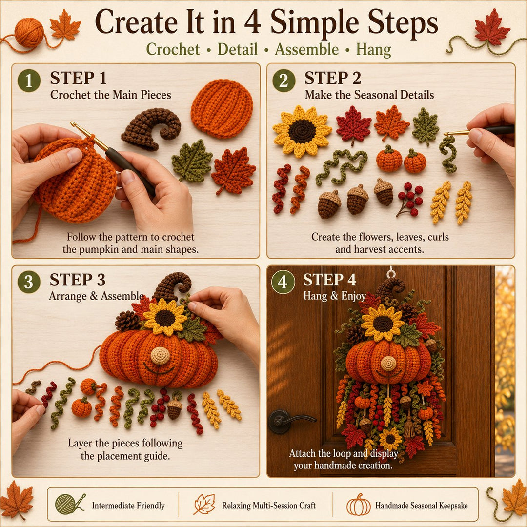 🧶DIY Seasonal 3D Crochet Door Hanger Kit Collection | Coordinated Yarn, Filling, Accessories & Step-by-Step Instructions Included 💕