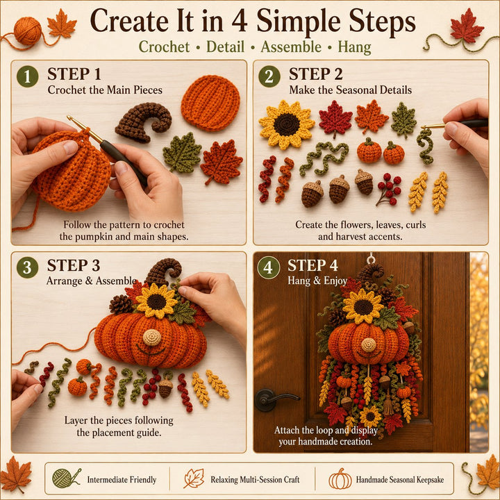 🧶DIY Seasonal 3D Crochet Door Hanger Kit Collection | Coordinated Yarn, Filling, Accessories & Step-by-Step Instructions Included 💕