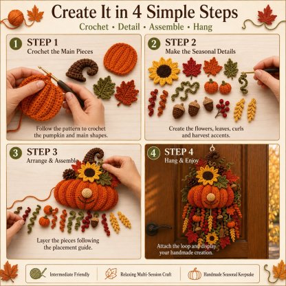 🧶DIY Seasonal 3D Crochet Door Hanger Kit Collection | Coordinated Yarn, Filling, Accessories & Step-by-Step Instructions Included 💕