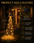 🎁Hot Sale 40% OFF🎄 Christmas Bell Cascade Solar Yard Light🔔